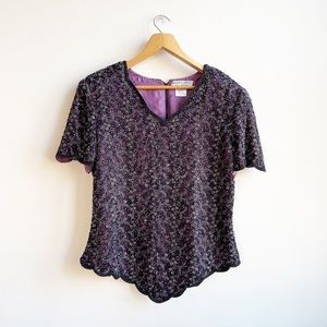 Adrianna Papell Vintage Purple Beaded Top Sz Large